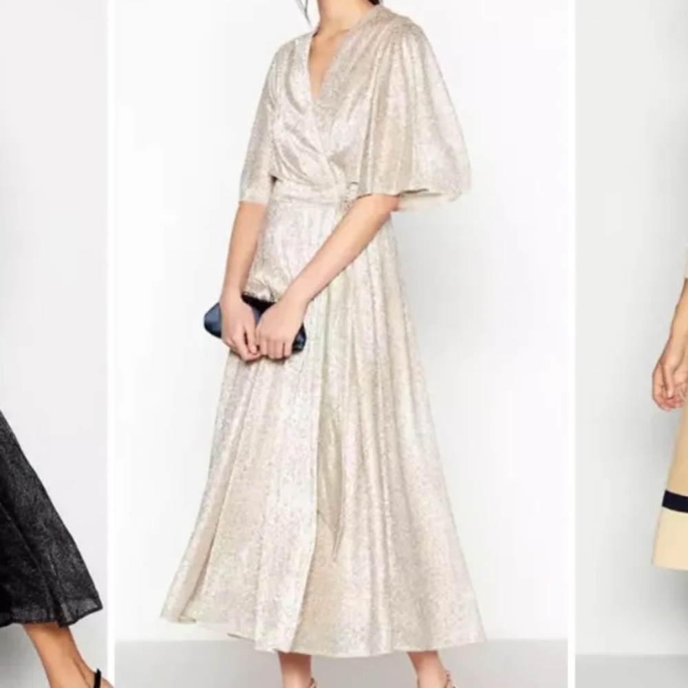 Jenny Packham Sparkle Midi Wrap Dress